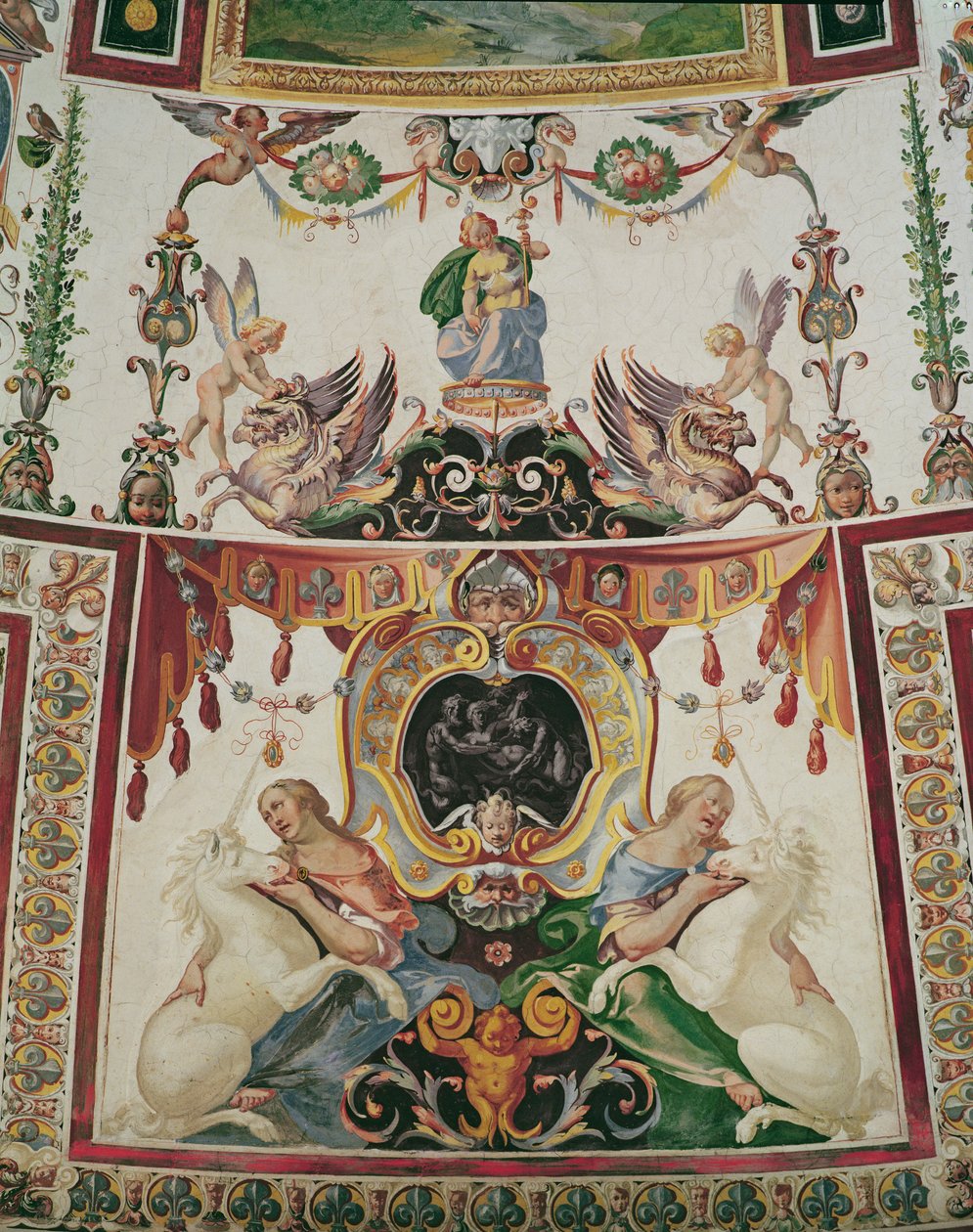 Decoration of the Scala Regia showing griffins, unicorns and allegorical figures (detail) by Antonio Tempesta