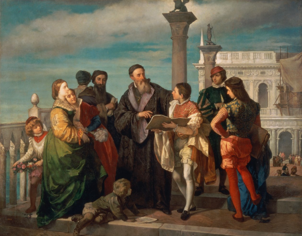 The Meeting Between Titian and Veronese on the Ponte della Paglia by Antonio Zona
