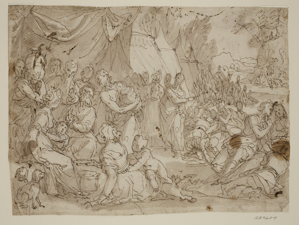 The Gathering of Manna by Antonio Aliense