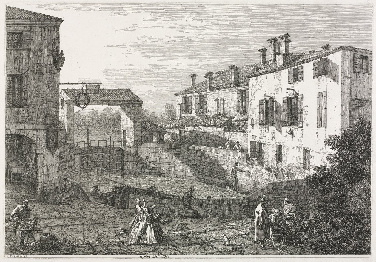 Views: The Canal Lock at Dolo by Antonio Canaletto