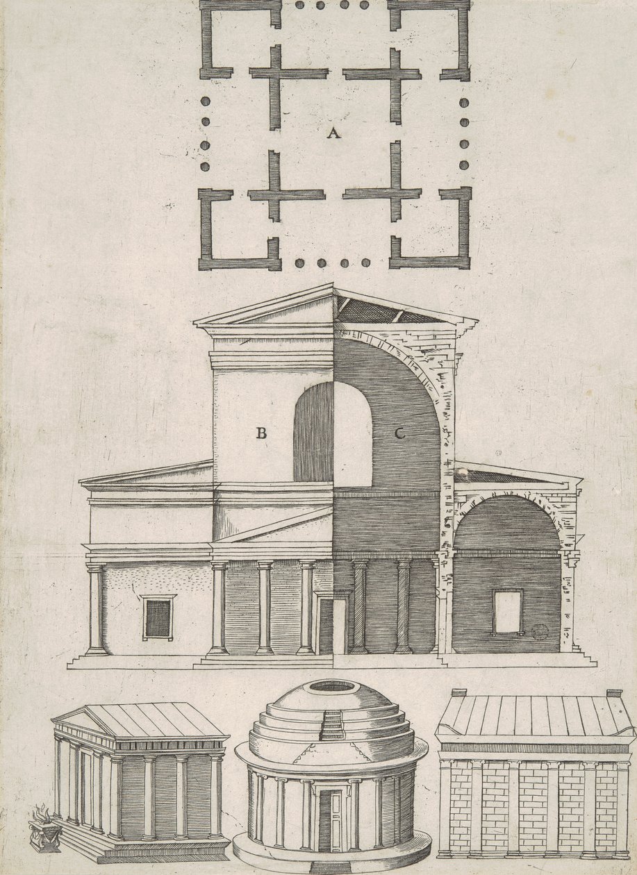 Ancient Temples and Rotundas (Five Designs) by Antonio Lafreri