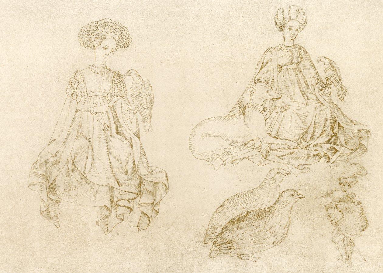 Women with Falcon and Greyhound by Antonio Pisanello