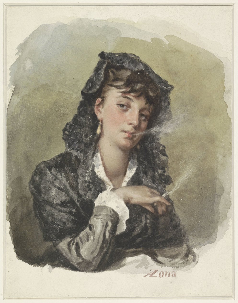 Young Woman with a Cigarette by Antonio Zona