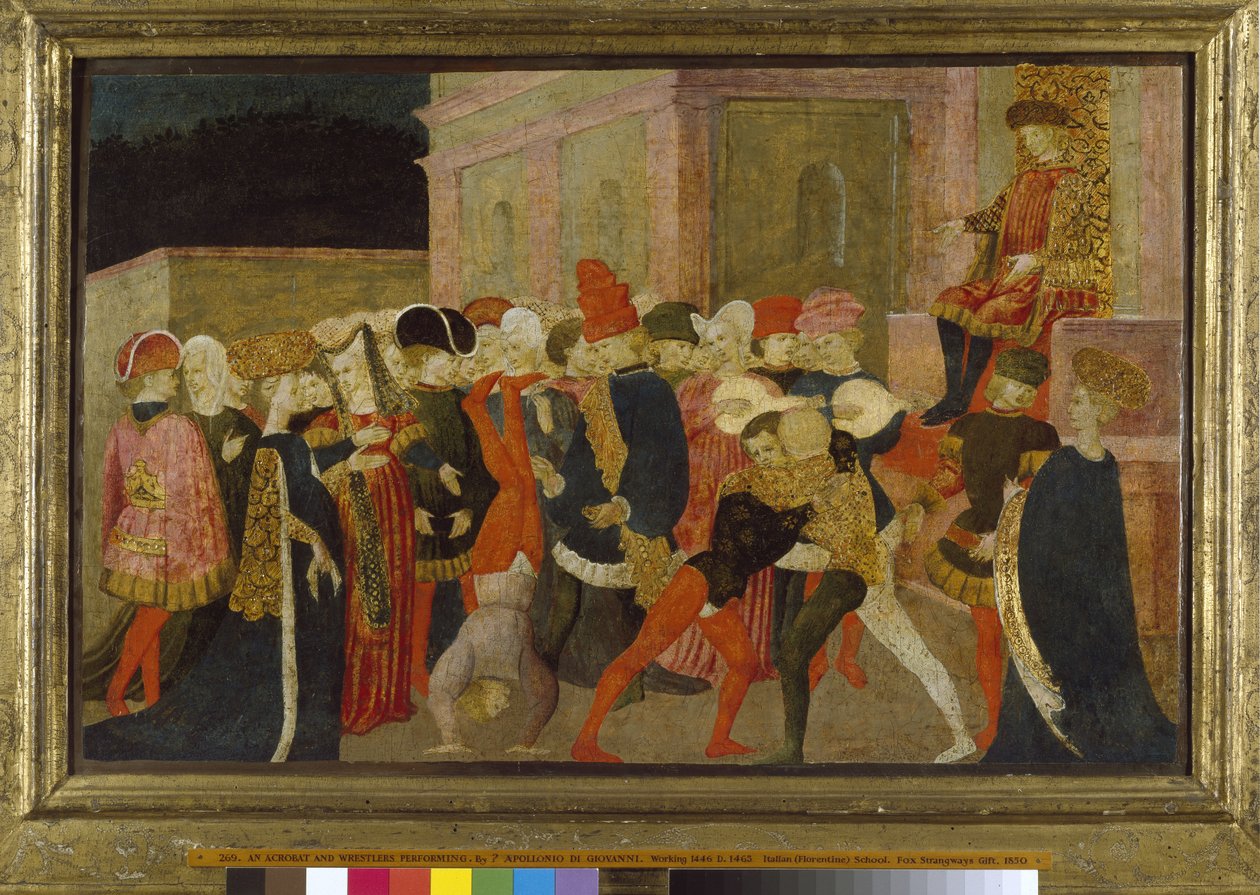 An Acrobat and Wrestlers Performing, 15th Century by Apollonio di Giovanni di Tommaso