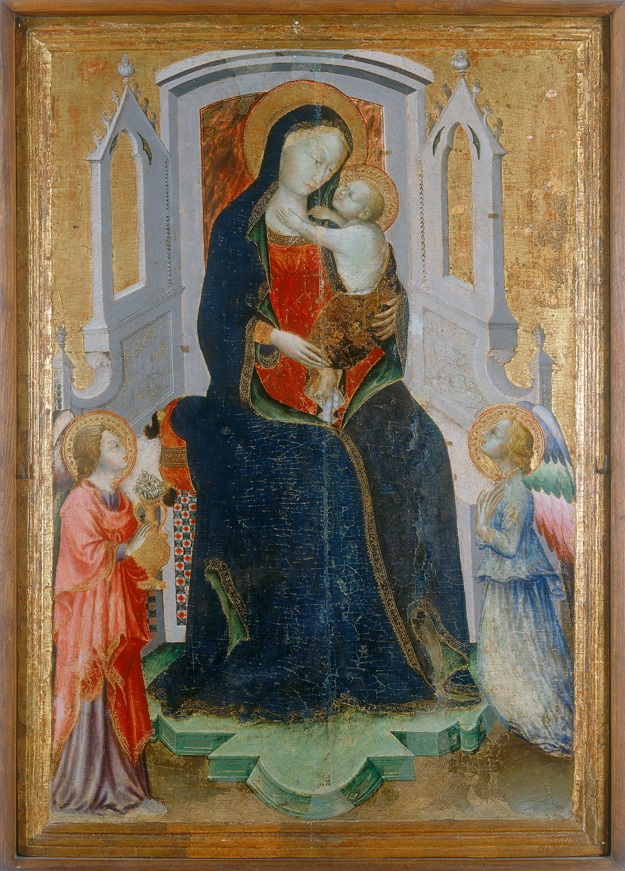 Madonna and Child enthroned with two angels by Arcangelo di Cola da Camerino