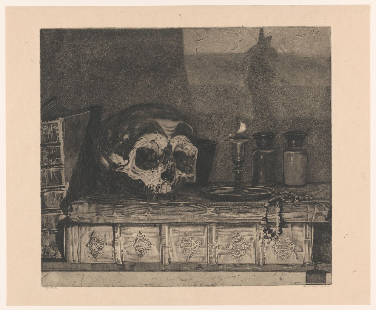 Still Life with Skull by Arend Hendriks (signed by artist)