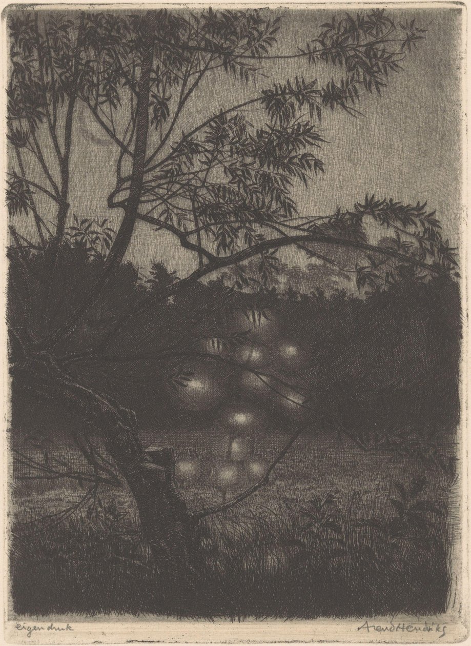 Garden with Glowing Tree by Arend Hendriks (signed by artist)