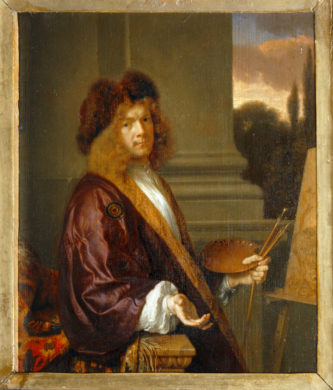 Self-portrait at the easel by Arie de Vois