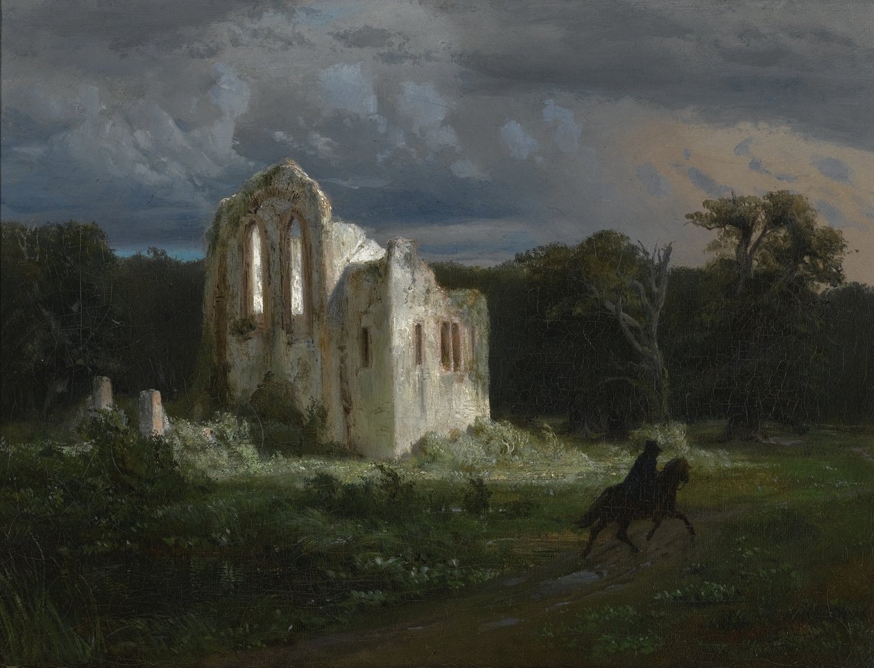 Moonlit landscape with ruins by Arnold Böcklin