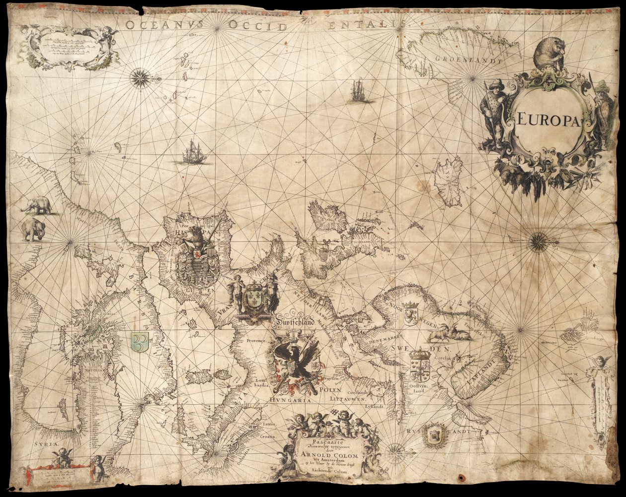 Europe; Pascaarte by Arnold Colom (1660) by Arnold Colom