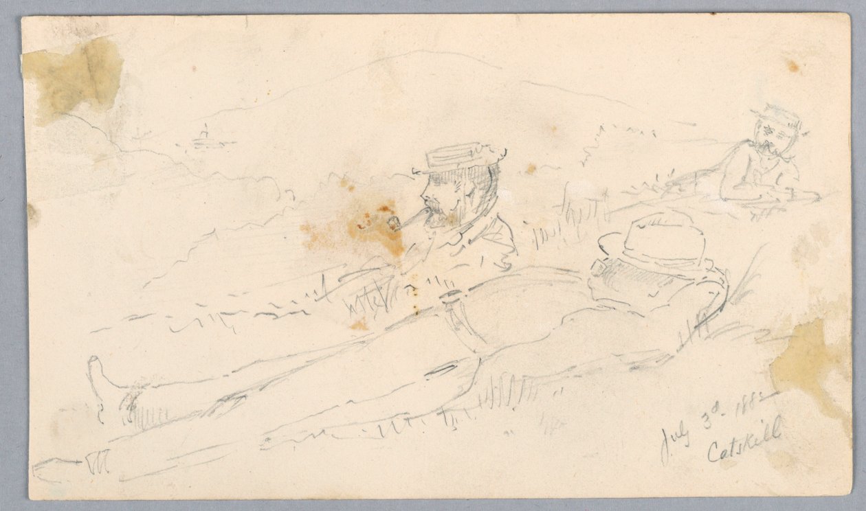 Men Resting on Catskill Hillside by Arnold William Brunner