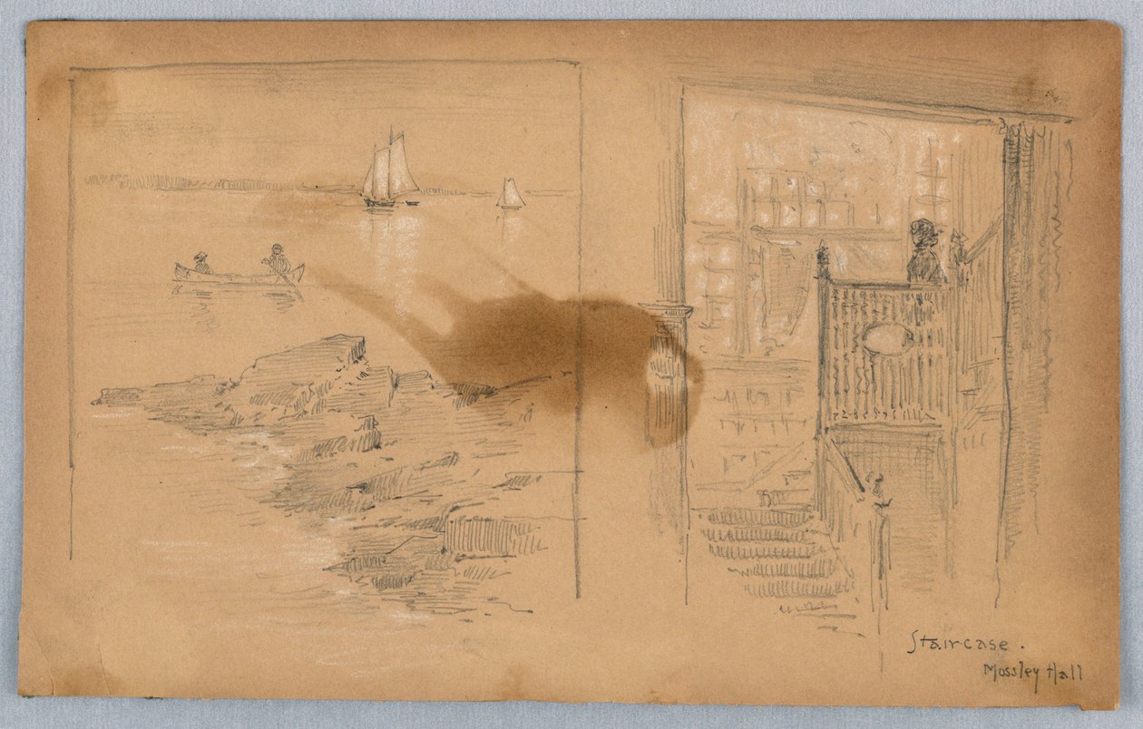 Sketch of Landscape and Staircase by Arnold William Brunner
