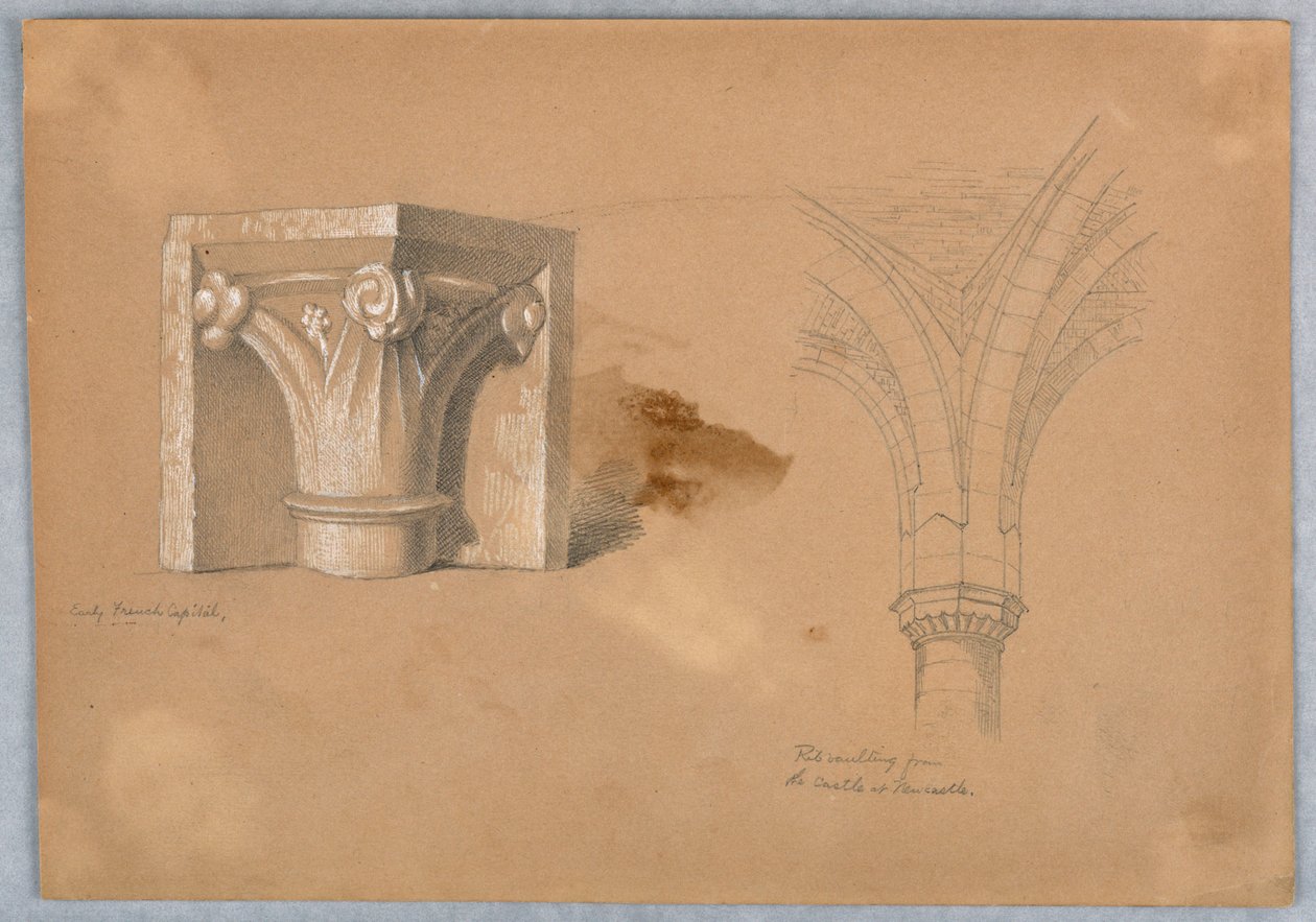 Two Studies of Architectural Details by Arnold William Brunner