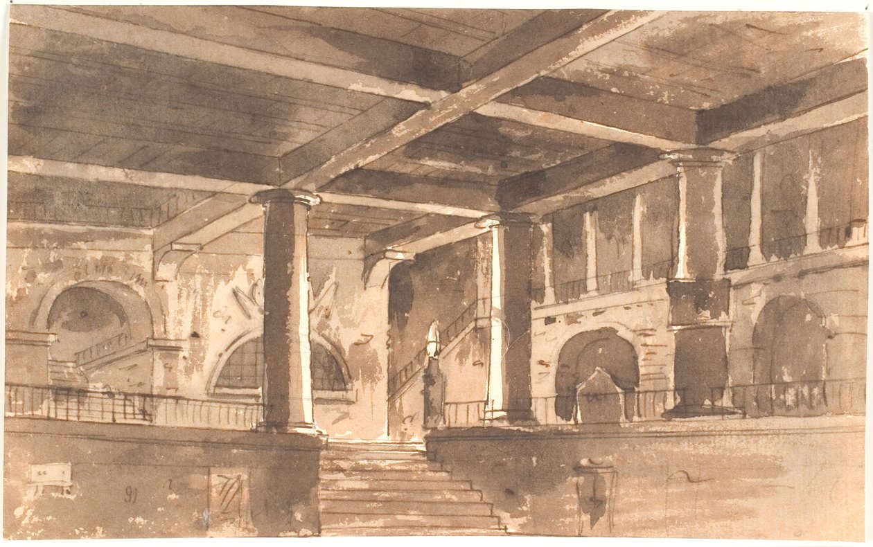 Hall with Stairs, Columns, and Vaults by Aron Wallick
