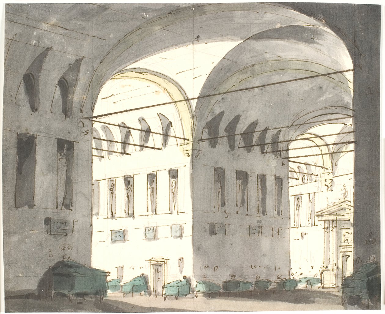 Interior with Large Arches and Beds by Aron Wallick