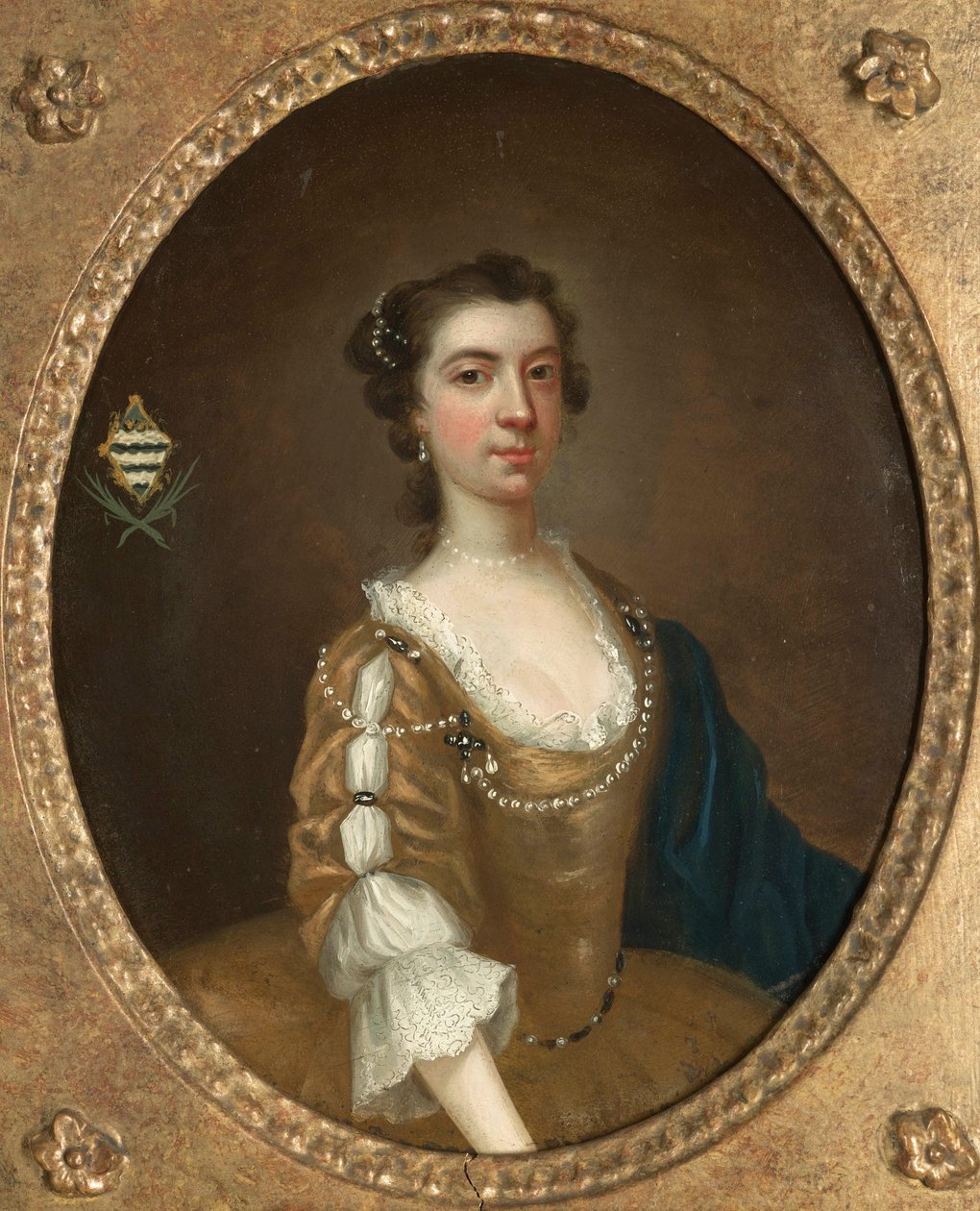 One of a pair of portraits of two sisters of the Moult family of Nottinghamshire by Arthur Devis