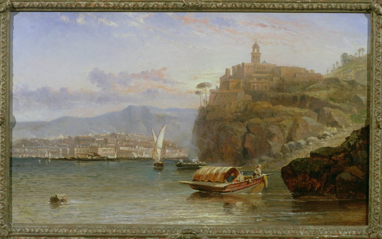 On the Amalfi Coast at Dusk by Arthur Joseph Meadows