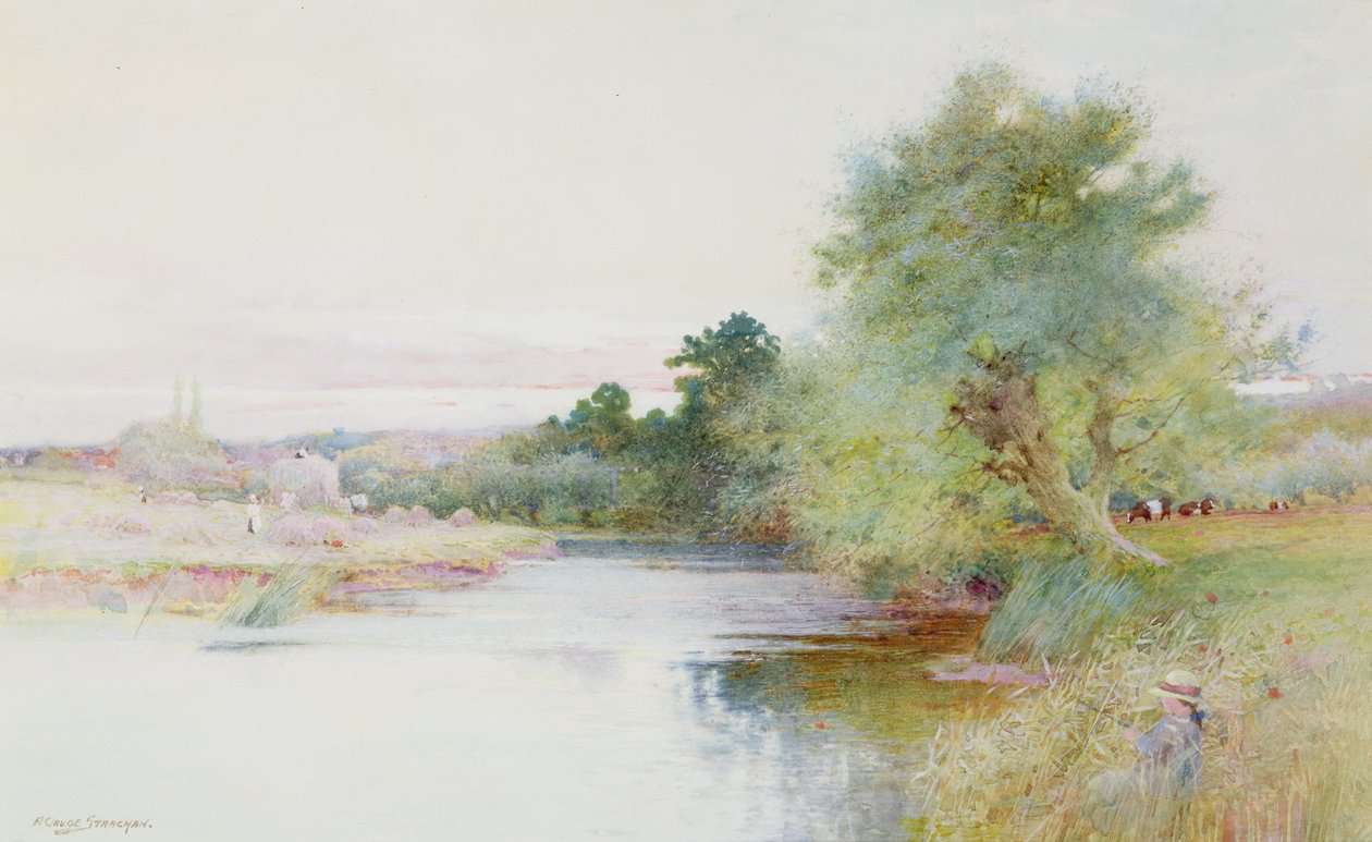 Haymaking near Marlow by Arthur Claude Strachan