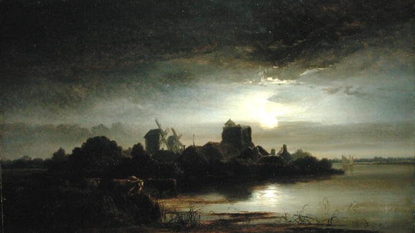 A Village by Moonlight by Arthur Gilbert