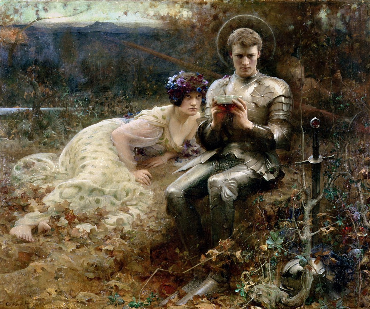 Temptation of Sir Percival by Arthur Hacker