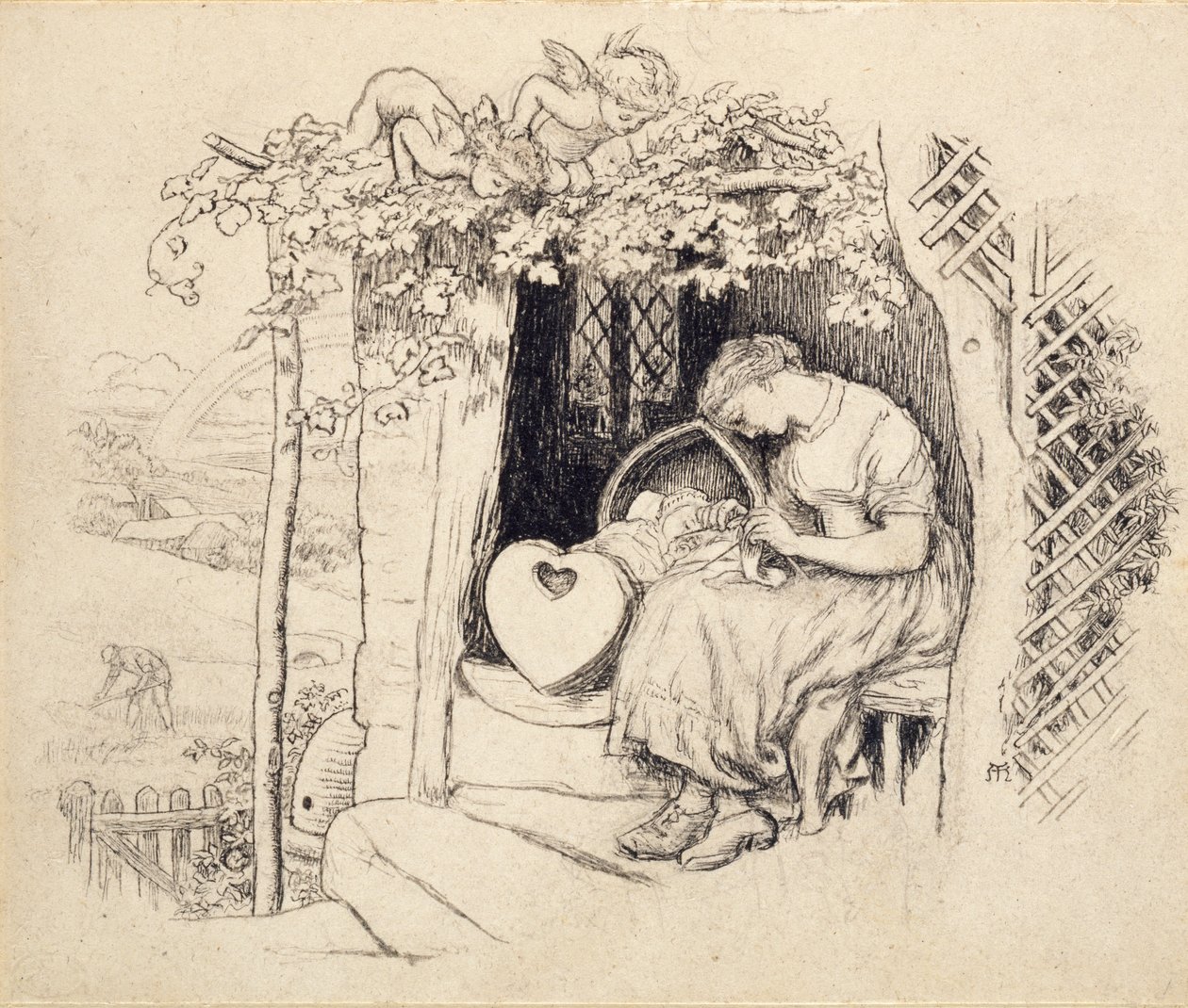 By the Cradle by Arthur Hughes