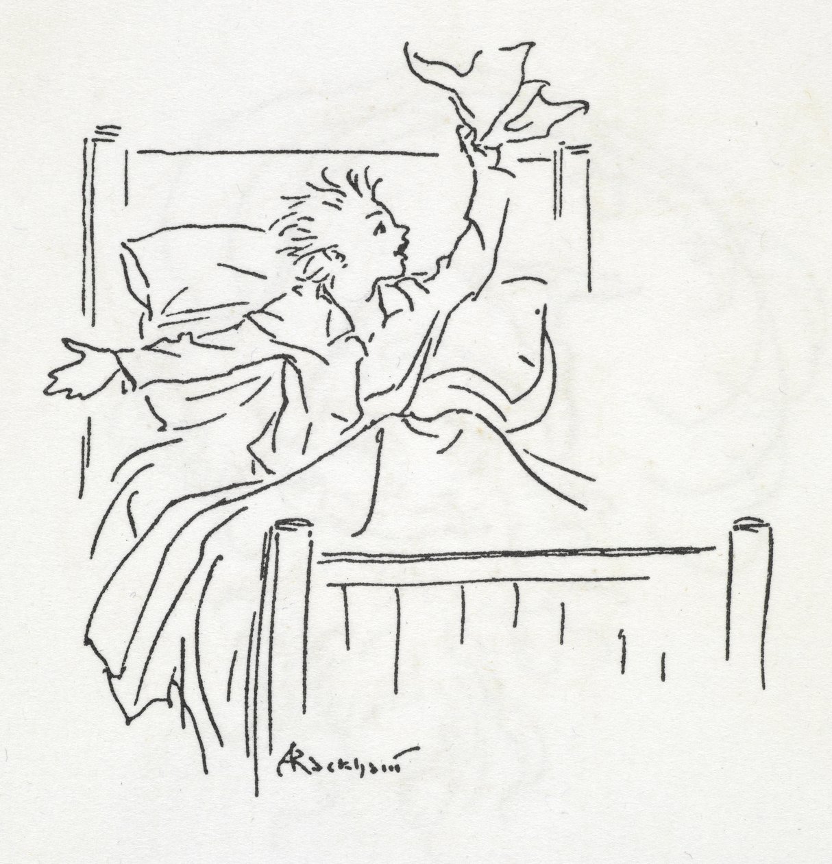 A boy in bed by Arthur Rackham