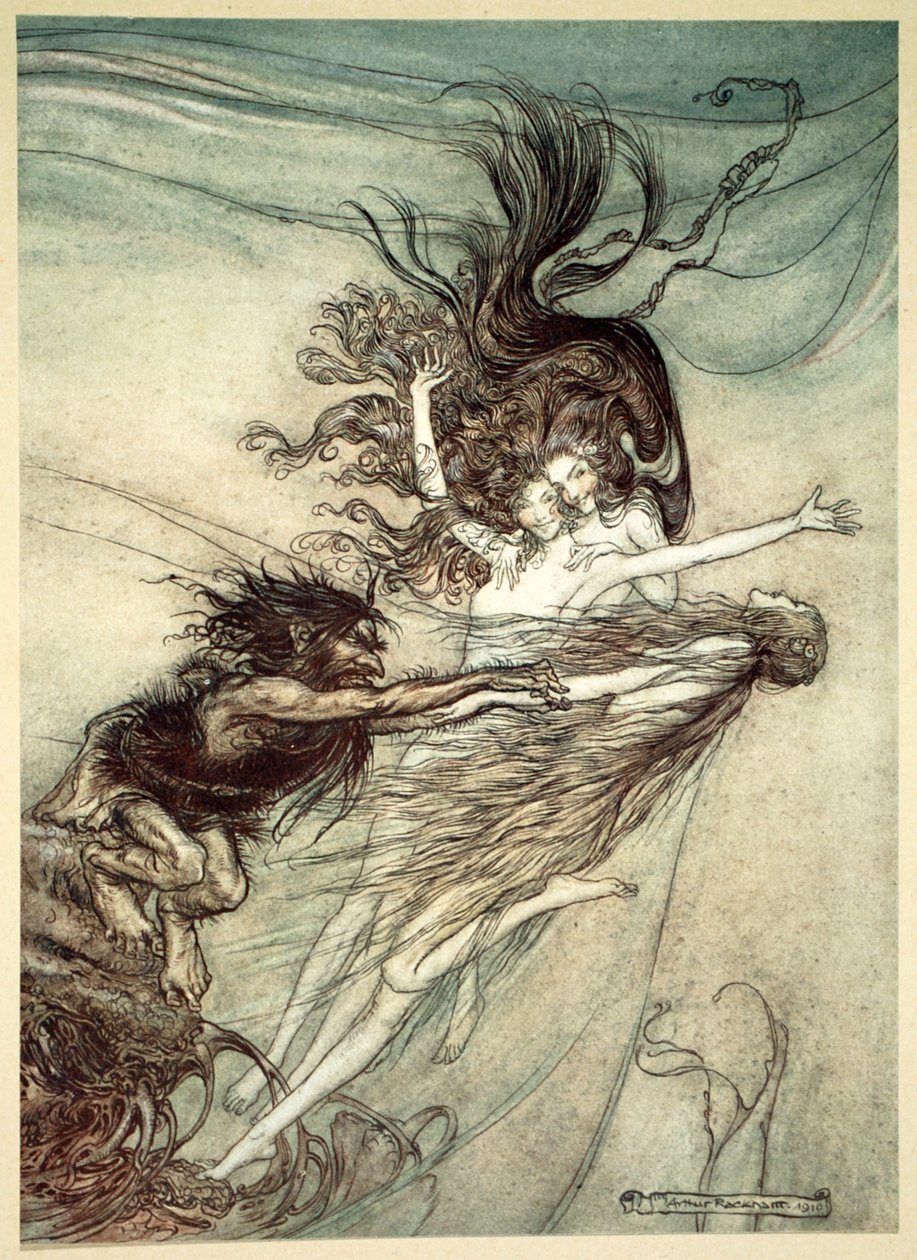 The Rhinemaidens Teasing Alberich by Arthur Rackham