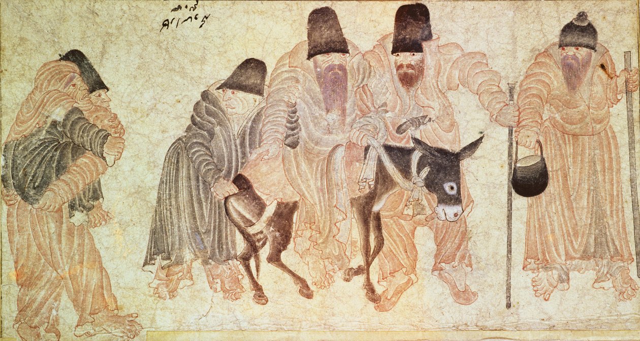 Mongolian Nomads with a Donkey by Artist Unknown