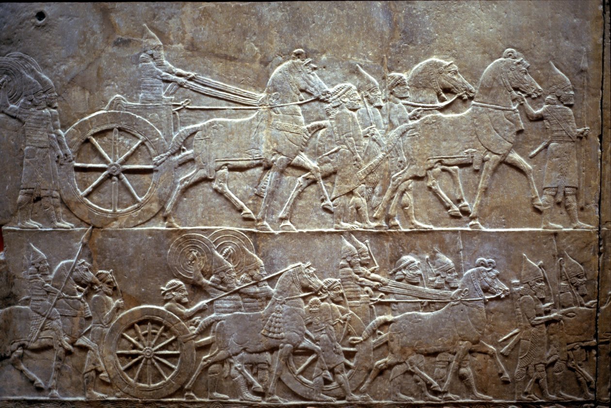 Ashurbanipal at the Battle of Til-Tuba, 650-620 BC by Assyrian