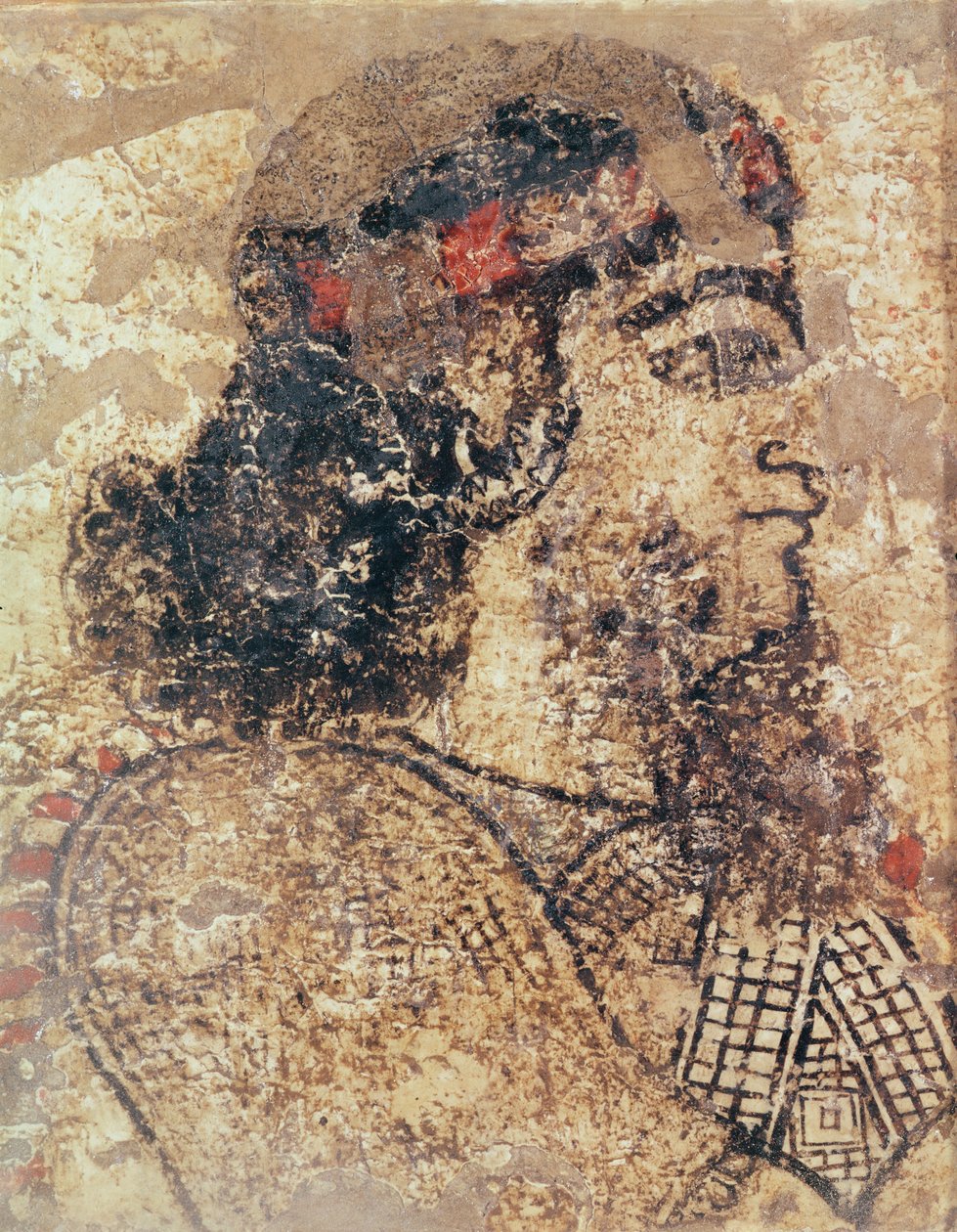 Head of a Bearded Man, from Tell-Ahmar, Syria by Assyrian