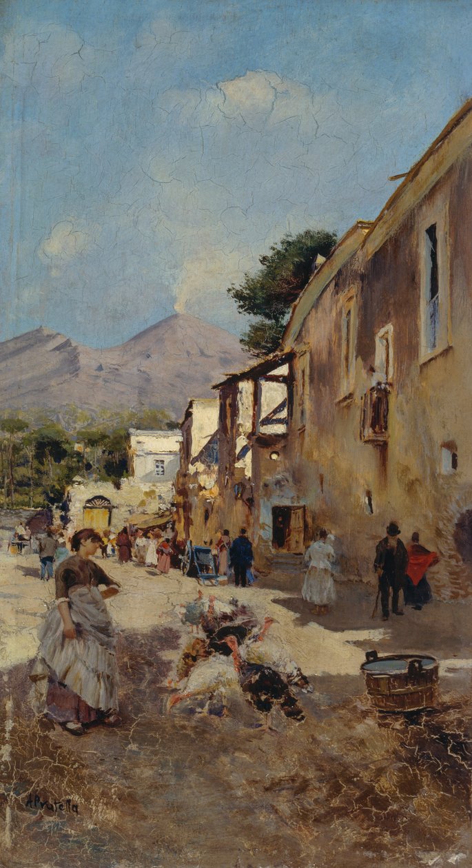 Woman with Turkeys by Attillo Pratella