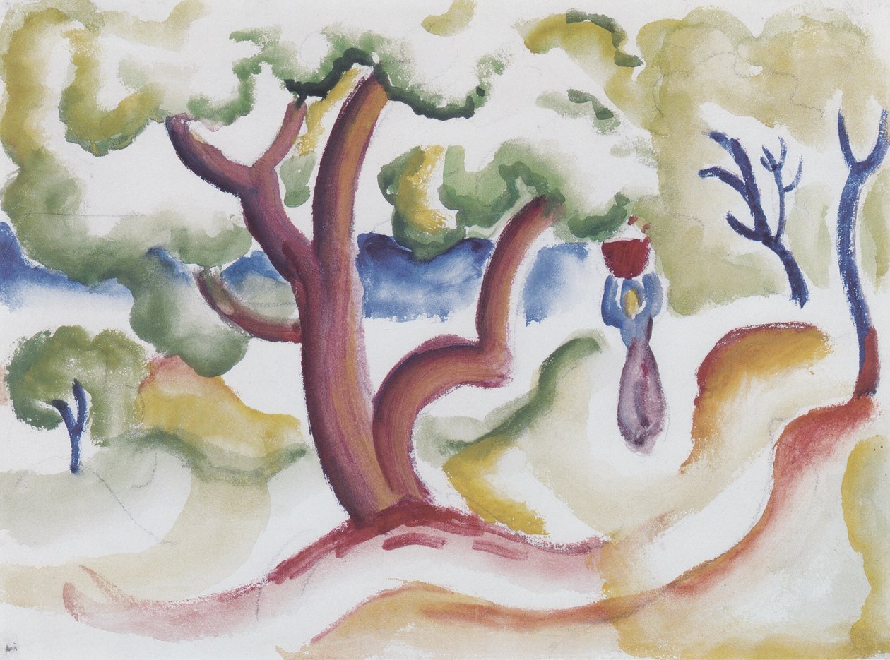 Woman with Jug under Trees by August Macke
