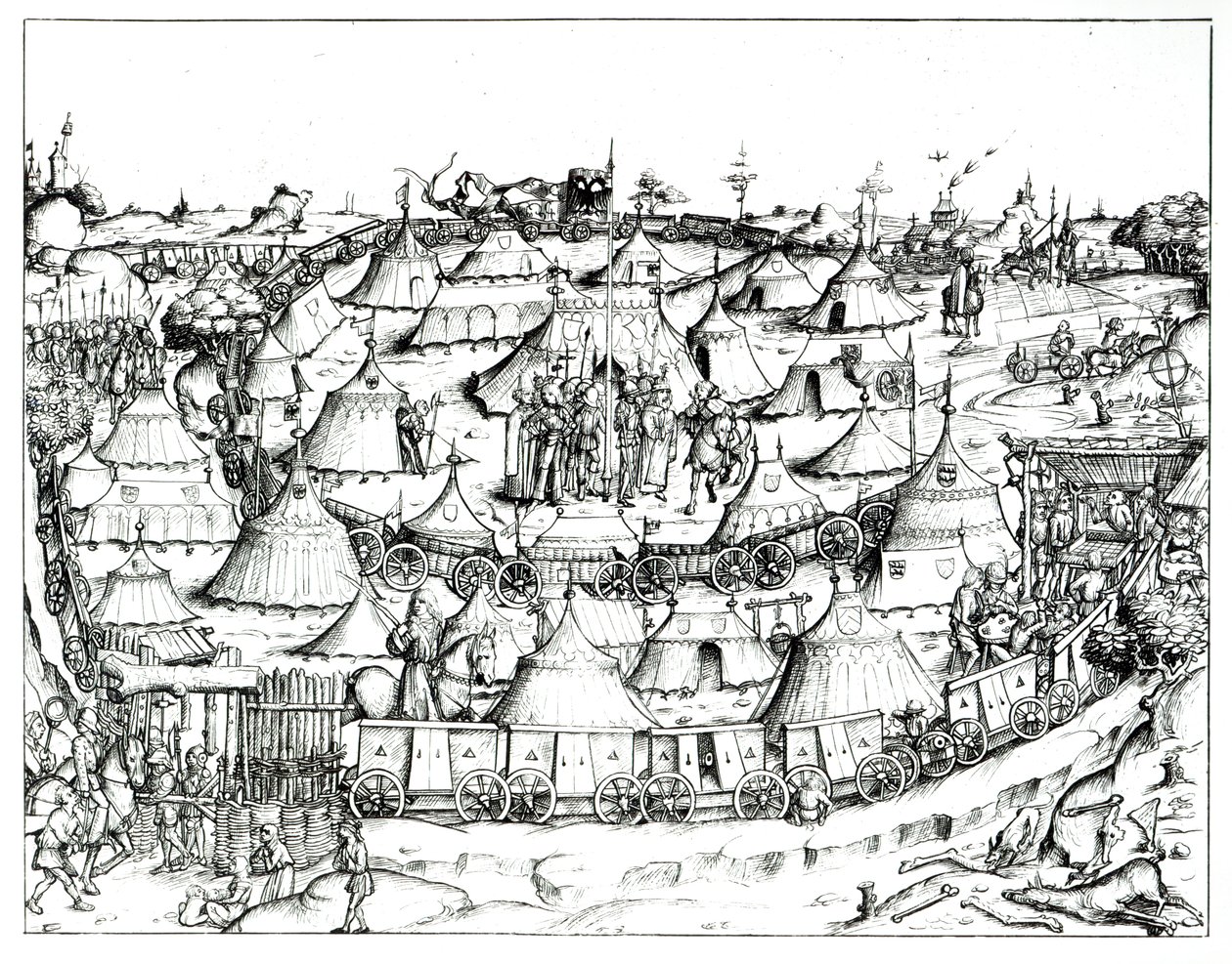 Medieval Military Encampment, from a Book, Published 1887 by August Ottmar von Essenwein