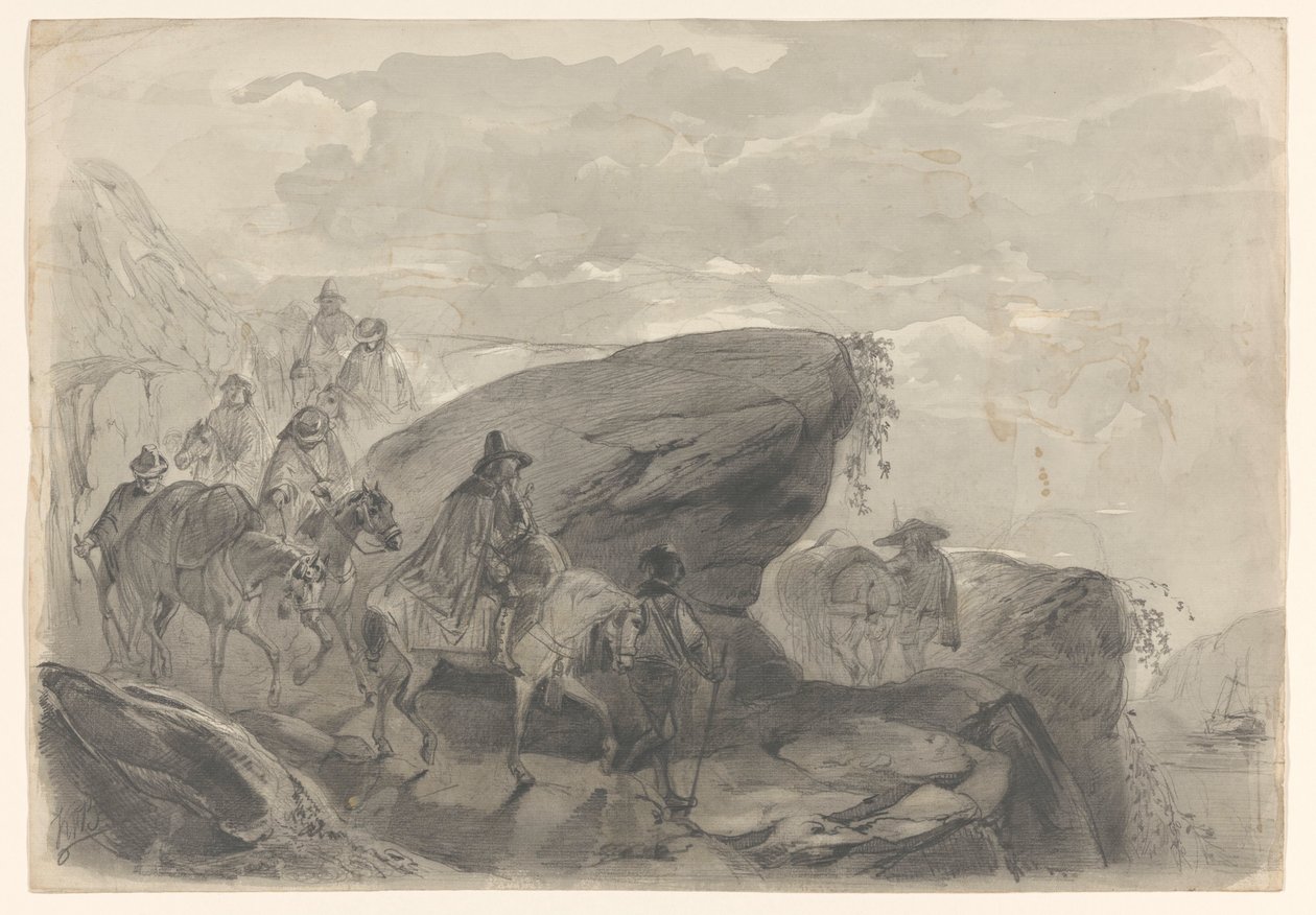 Landscape with a Procession of Travelers by August Allebe