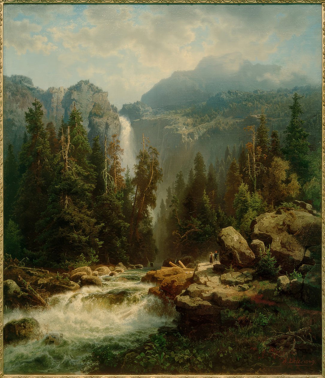 A. Leu the Elder, Norwegian Landscape with Waterfall by August Wilhelm Leu