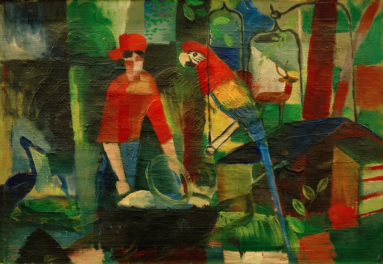 Woman with Parrot in a Landscape by August Macke