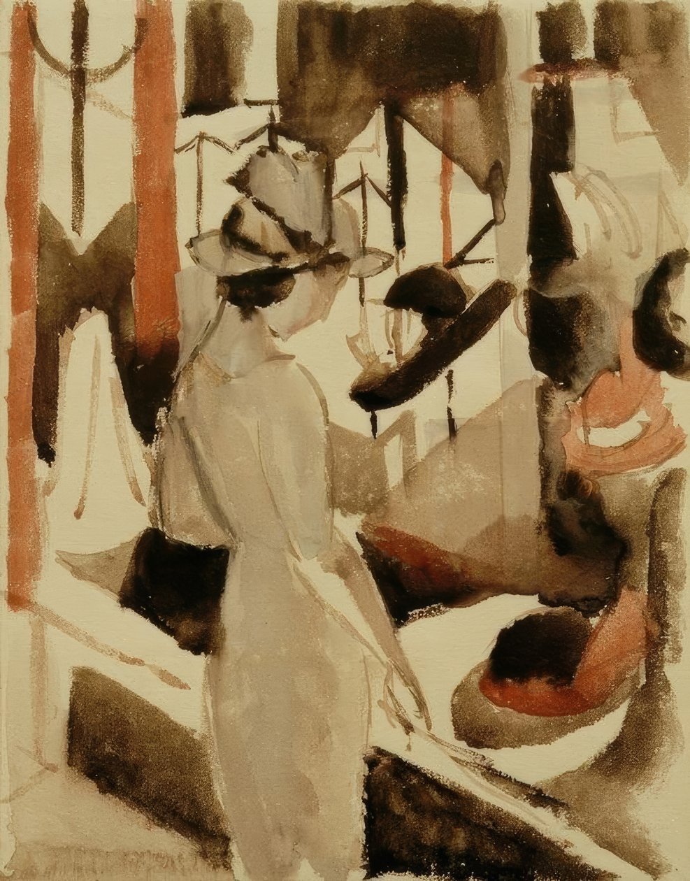 Woman in Front of Hat Shop by August Macke