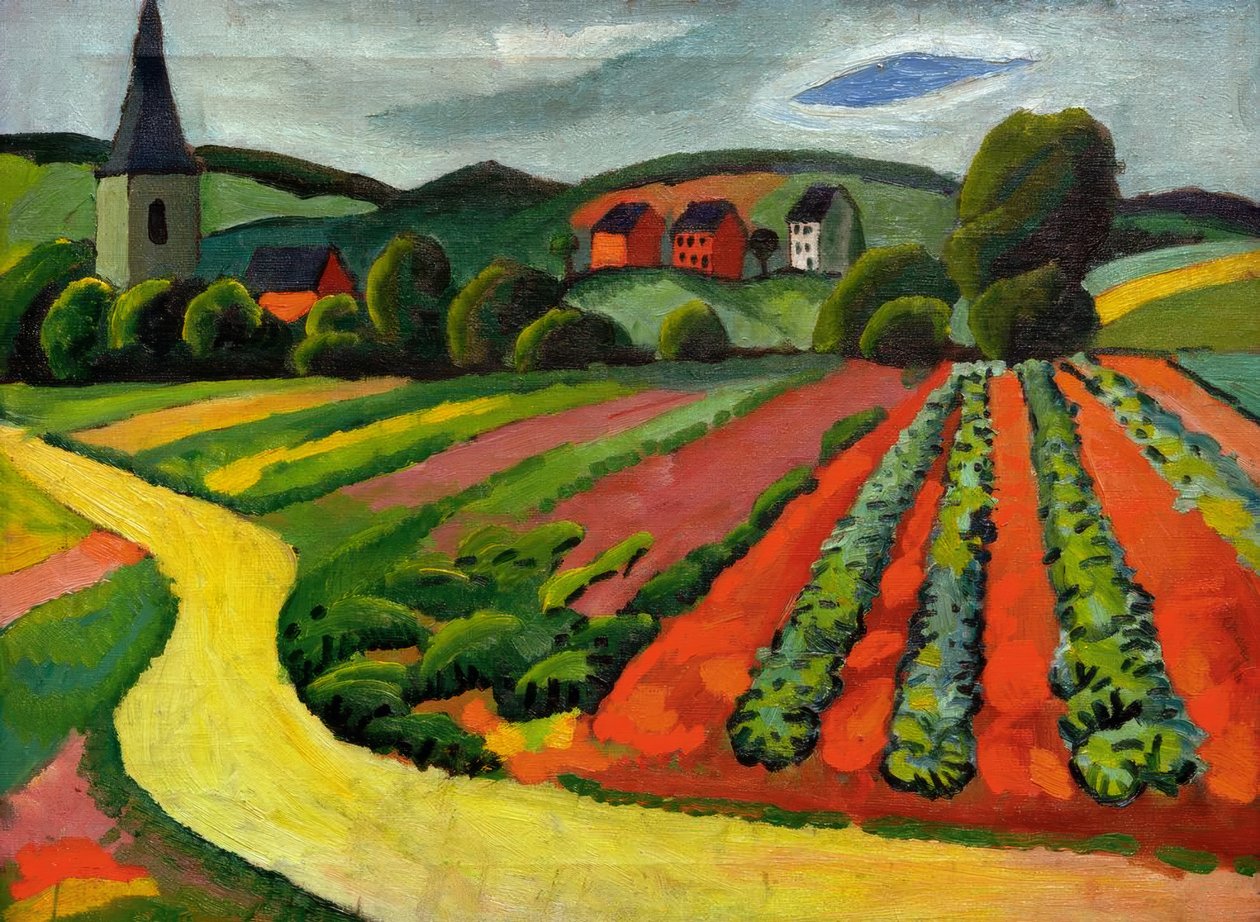Landscape with Church and Path by August Macke