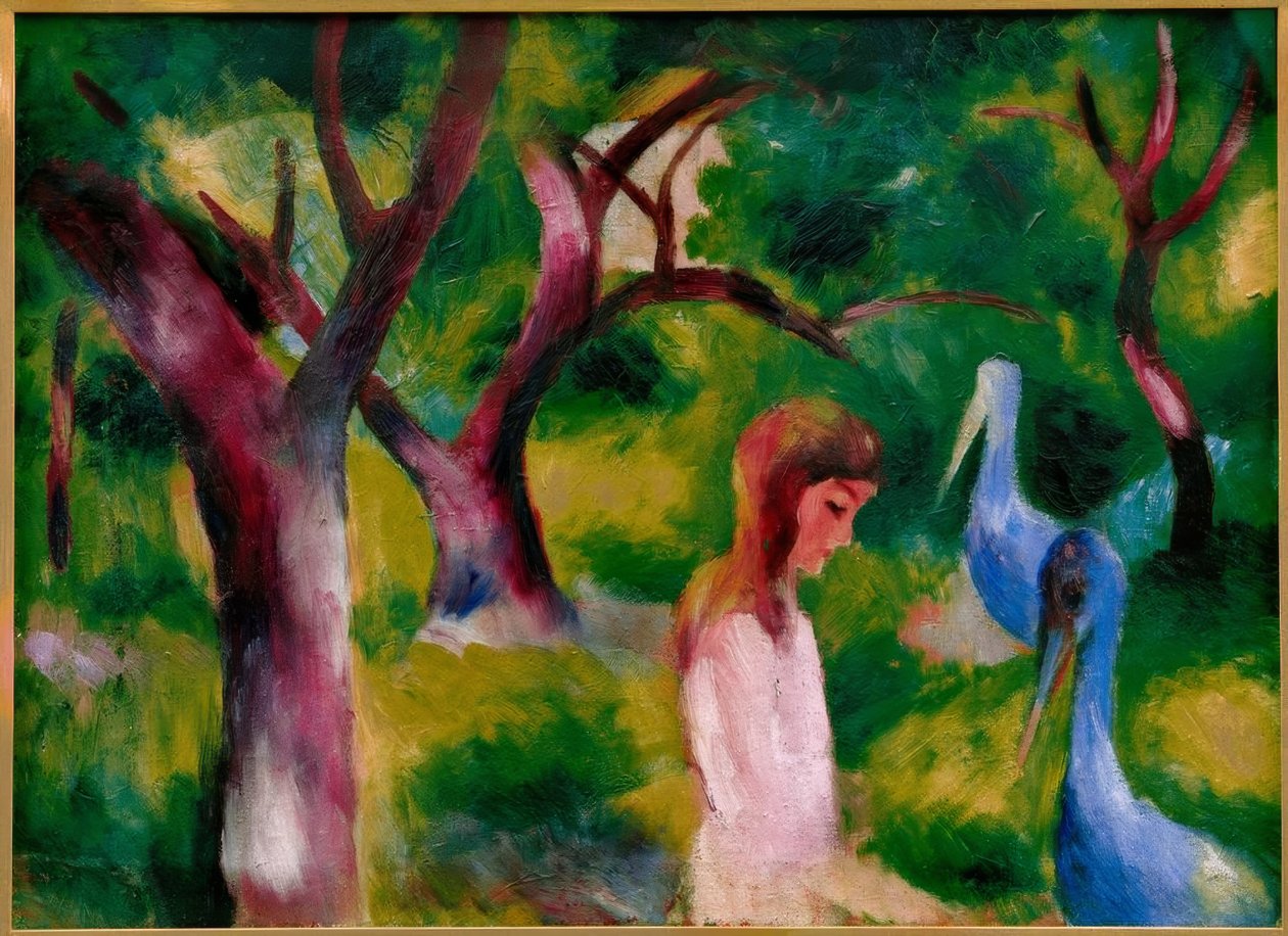 Girl with Blue Birds by August Macke