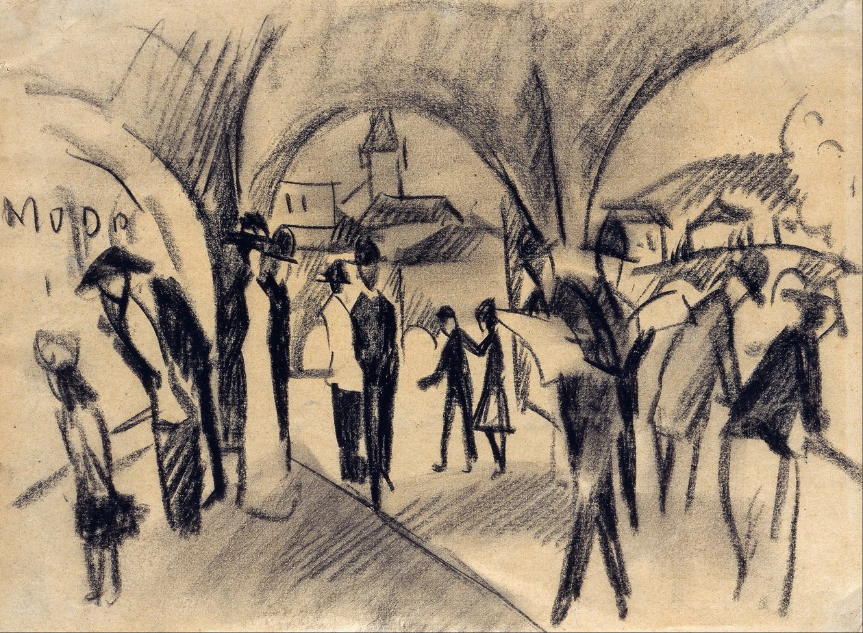 Scene Under the Arcades in Thun by August Macke