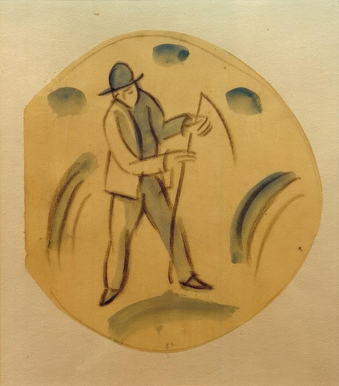 Reaper, Design for a Plate by August Macke