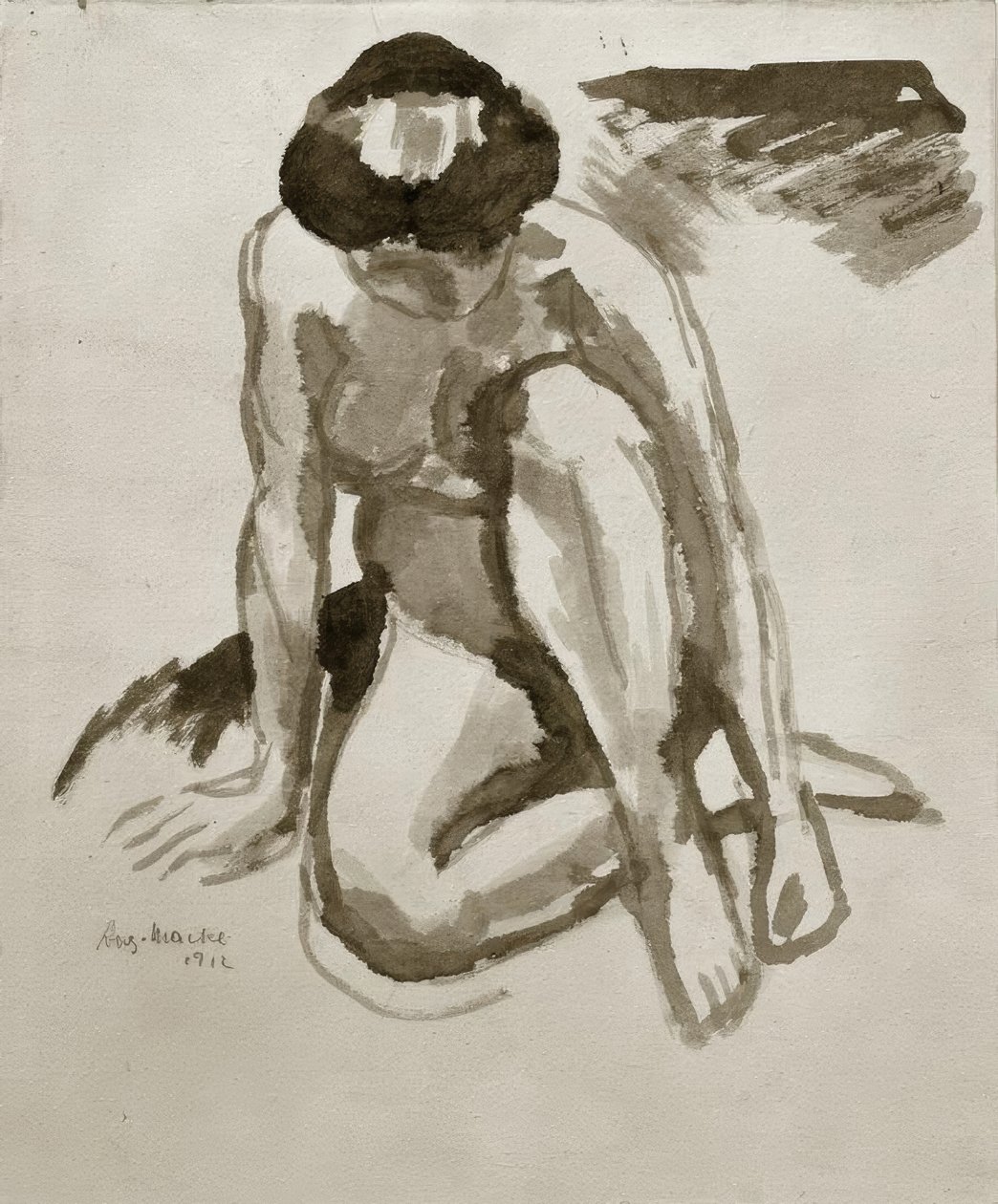 Seated Nude, Leaning Forward by August Macke