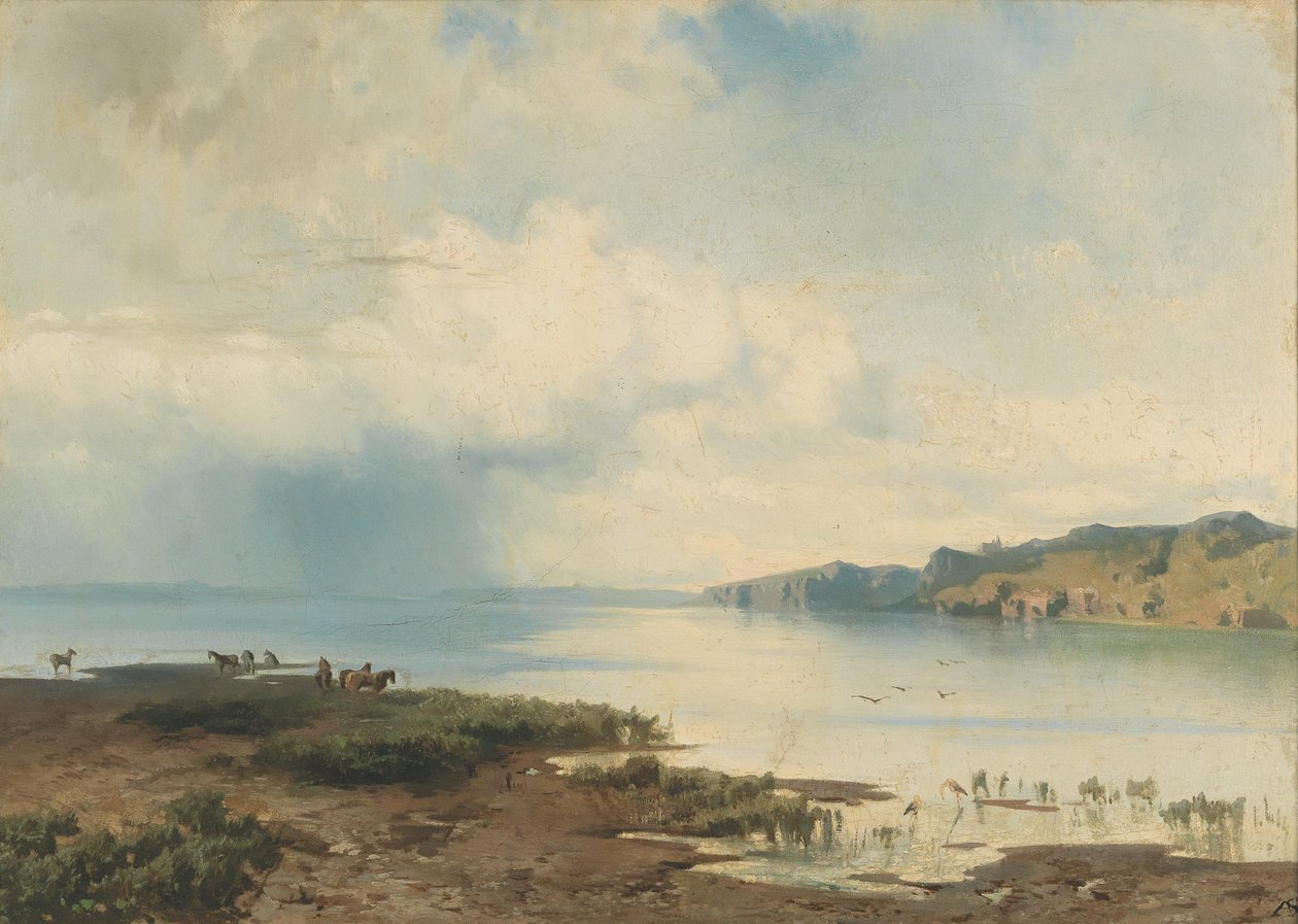 Horses on the Coast by August Schaeffer von Wienwald
