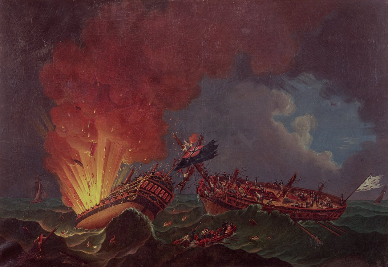 The Engagement between the Quebec and the Surveillante (copy of 1789) by Auguste Rossel De Cercy