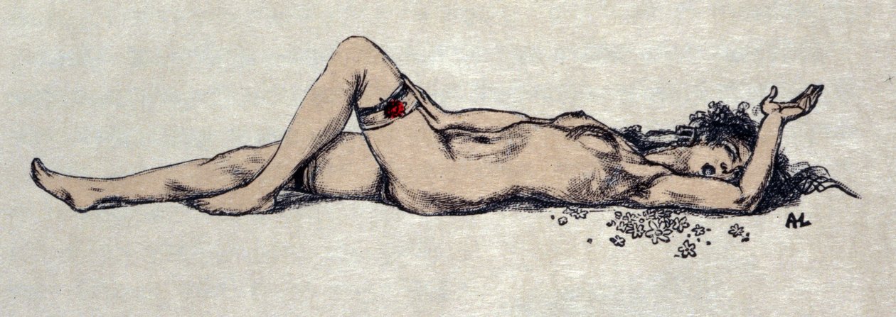 Naked Woman Lying Down by Auguste (after) Leroux