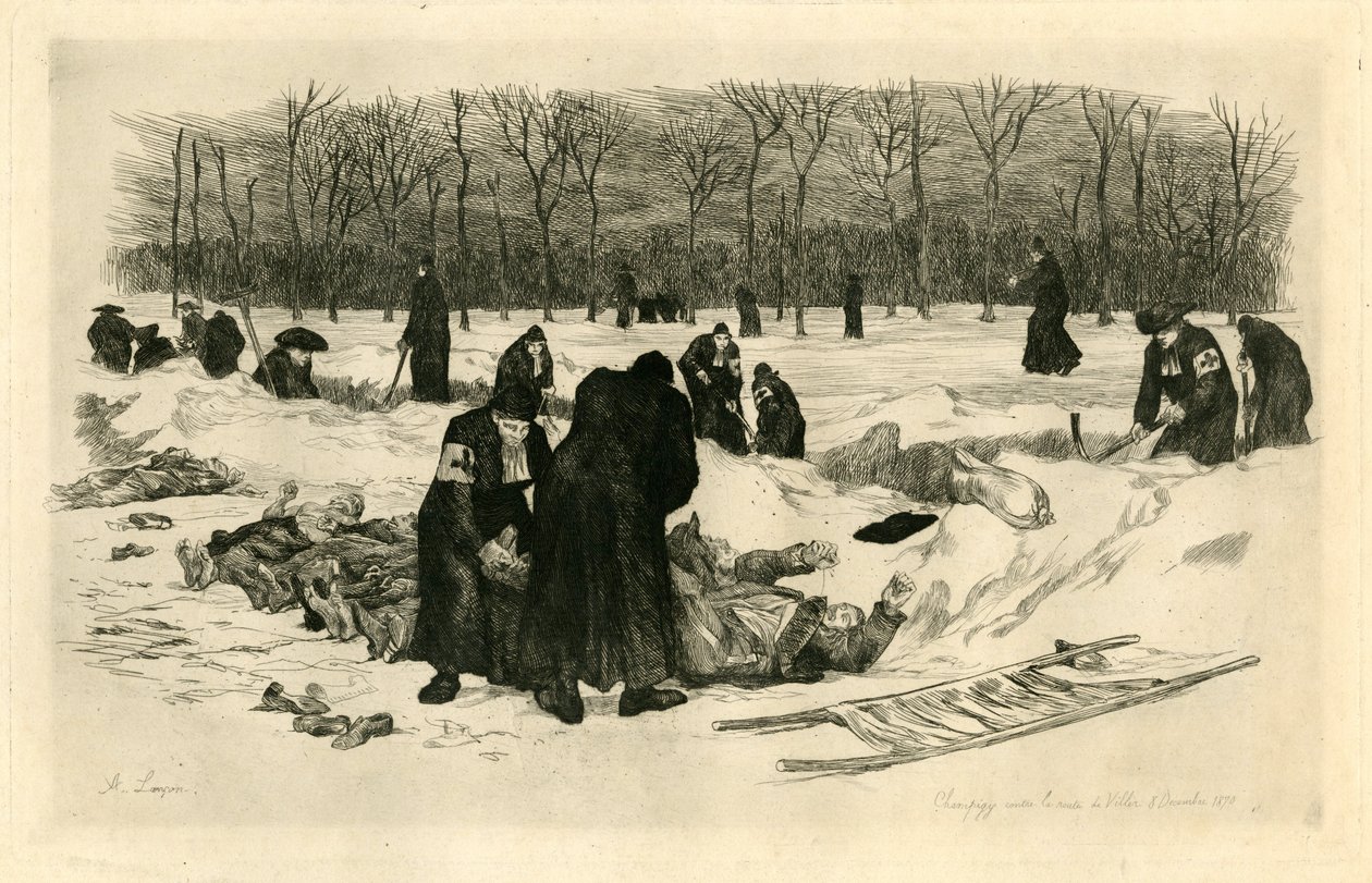 Burial of Dead in the Snow by Auguste Andre Lancon