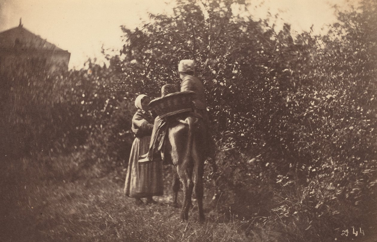 Two Women with Donkey, late 1870s by Auguste Giraudon