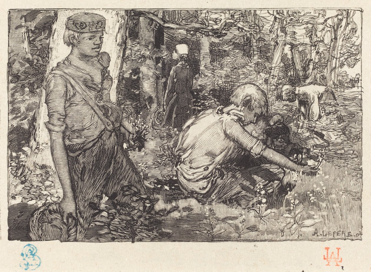 Gathering of May-lily by Auguste Lepere