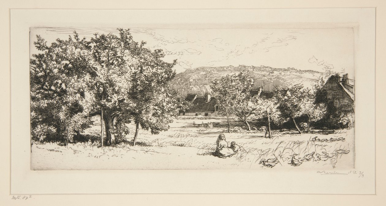 Village of Villeneuve-sur-Bellot (Seine-et-Marne) by Auguste Lepere