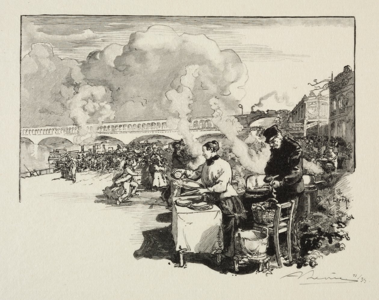 Landing Stage of the Boat-Omnibus by Auguste Louis Lepère